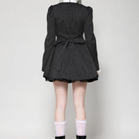Striped Ruffle Scholarly Academia Dress