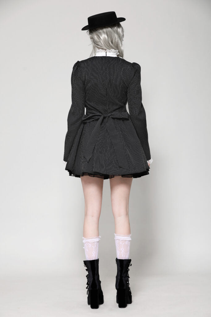 Striped Ruffle Scholarly Academia Dress