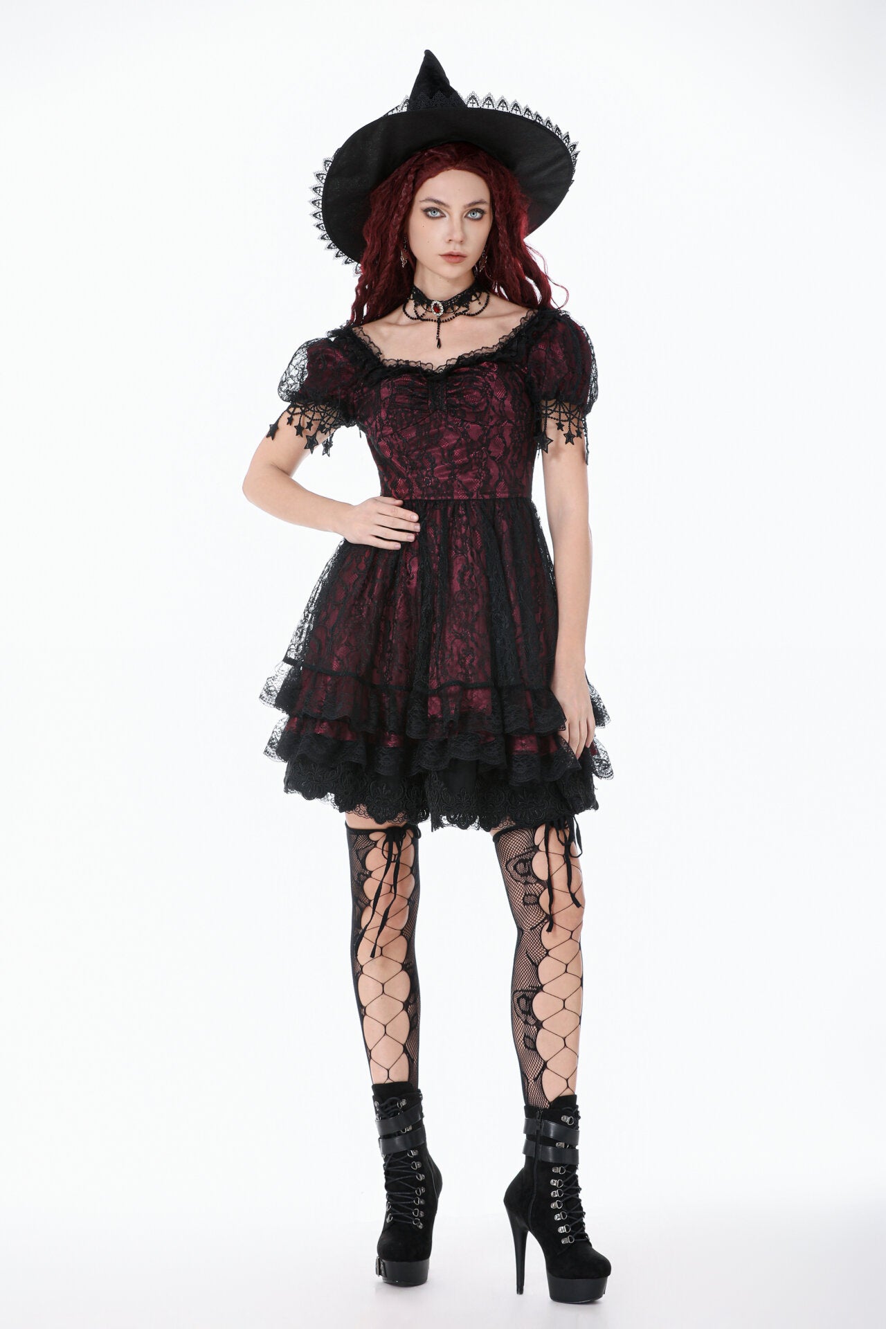 Red And Black Lace Dress