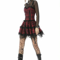 Punk Mini Strap Plaid Dress