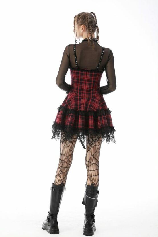 Punk Mini Strap Plaid Dress