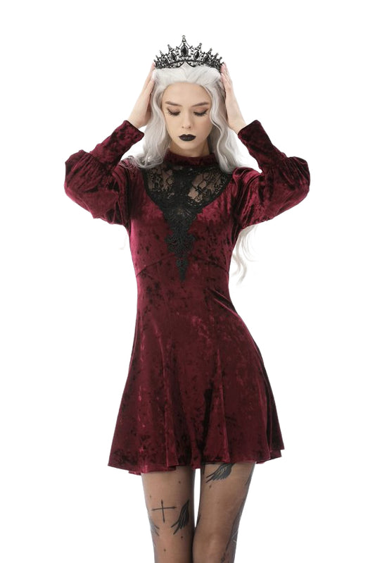 Lace Burgundy Velvet Dress