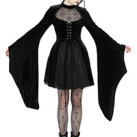 Spider Web Bell Slv Velvet Dress