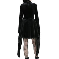 Spider Web Bell Sleeve Velvet Dress