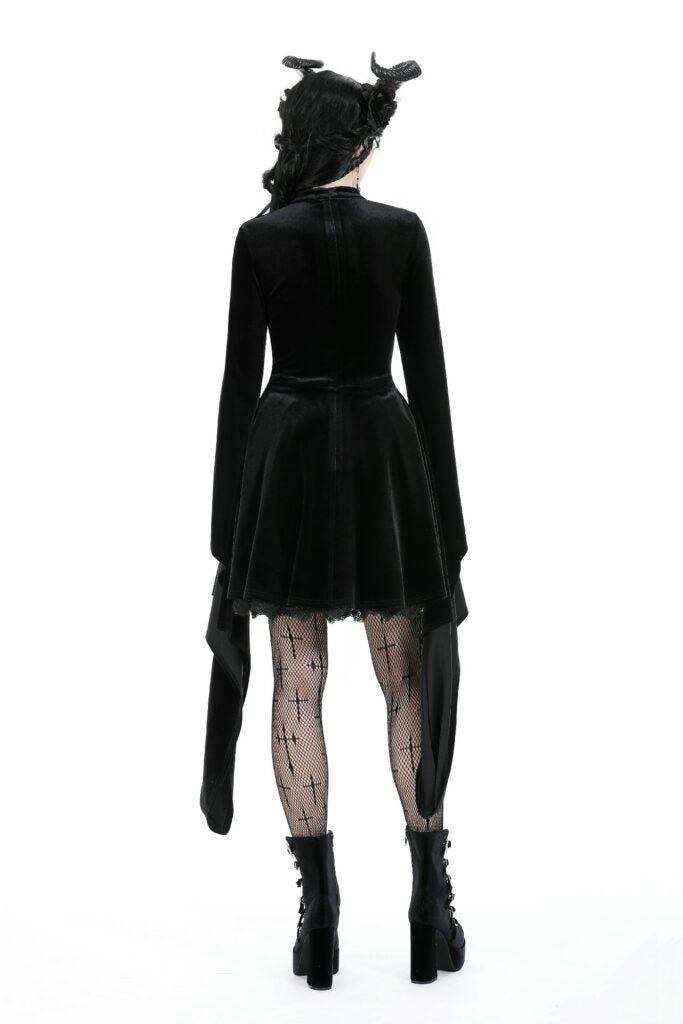 Spider Web Bell Slv Velvet Dress