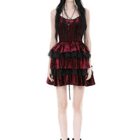 Black And Red Lace Frilly Dress
