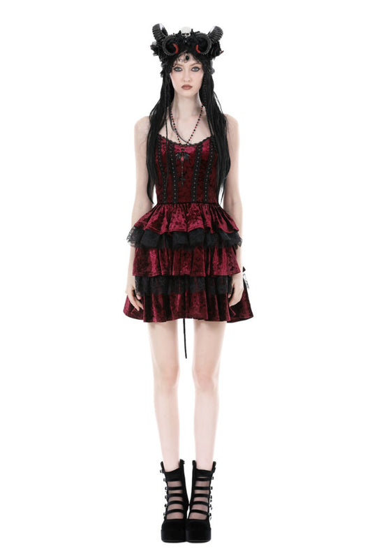 Black And Red Lace Frilly Dress