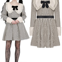 Vintage Stripe Dress With Lapels