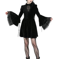Gothic Cross Bell Sleeve Velvet Dress