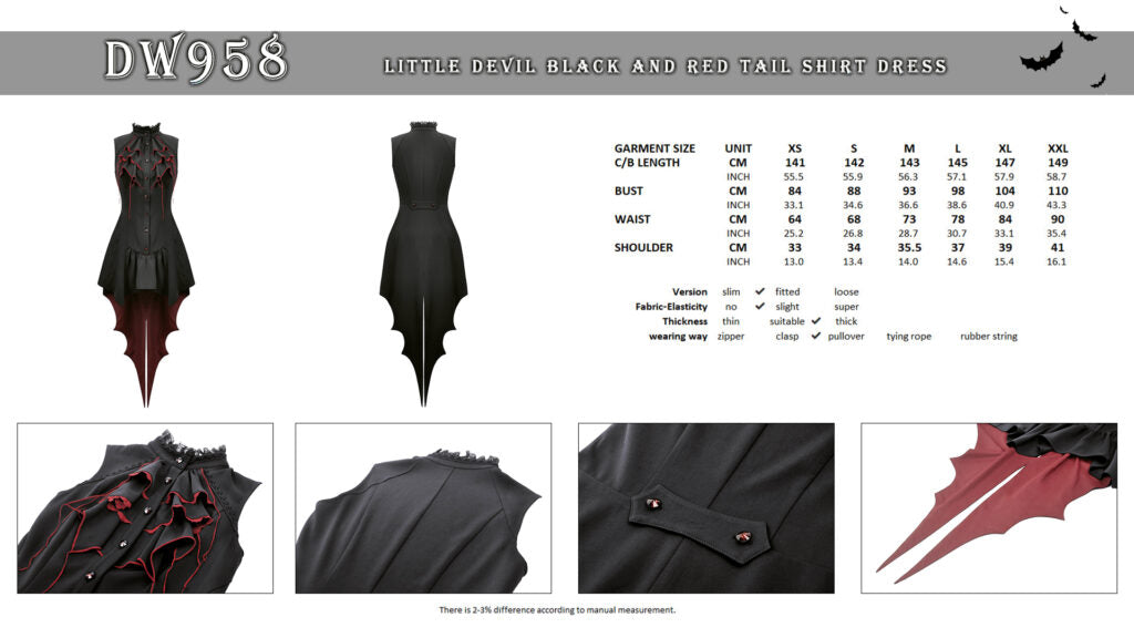 Little Devil Black And Red Tail Shirt Dress