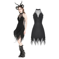 Devil Sexy Net Deep V-Neck Frill Dress