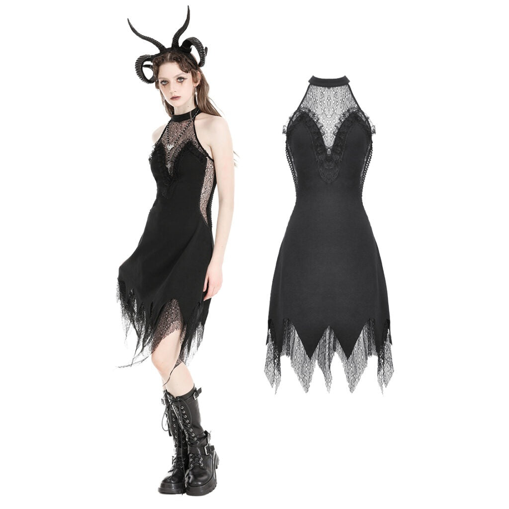 Devil Sexy Net Deep V-Neck Frill Dress