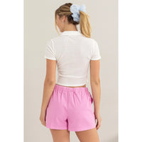Crinkle Knit Button Front Top
