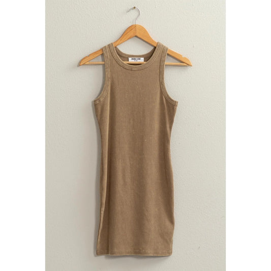 Acid Washed Ribbed Mini Dress