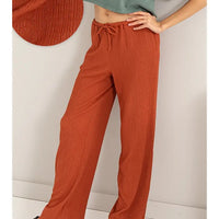 Crinkle Knit Wide Leg Drawstring Pants