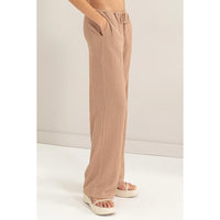 Crinkle Knit Wide Leg Drawstring Pants