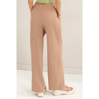 Crinkle Knit Wide Leg Drawstring Pants