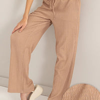 Crinkle Knit Wide Leg Drawstring Pants