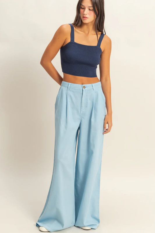 High Waist Basic Wide Leg Pants