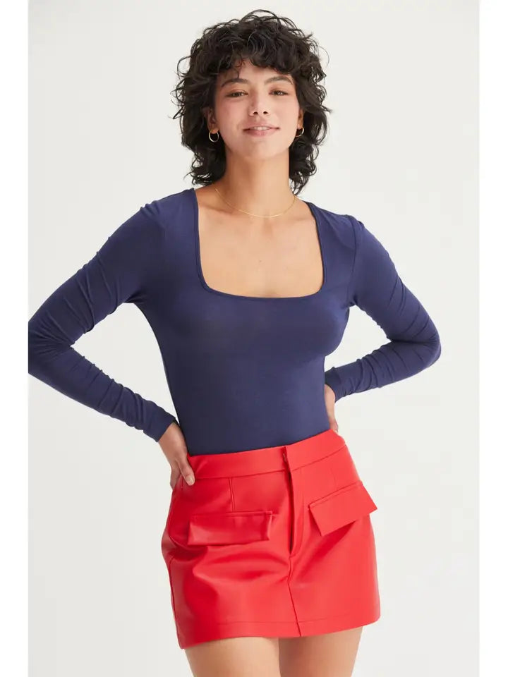 Square Neck Long Sleeve Bodysuit