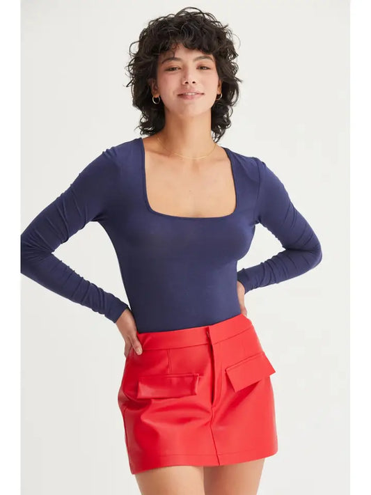 Square Neck Long Sleeve Bodysuit