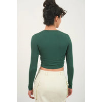Cropped Scoop Neck Long Sleeve Top