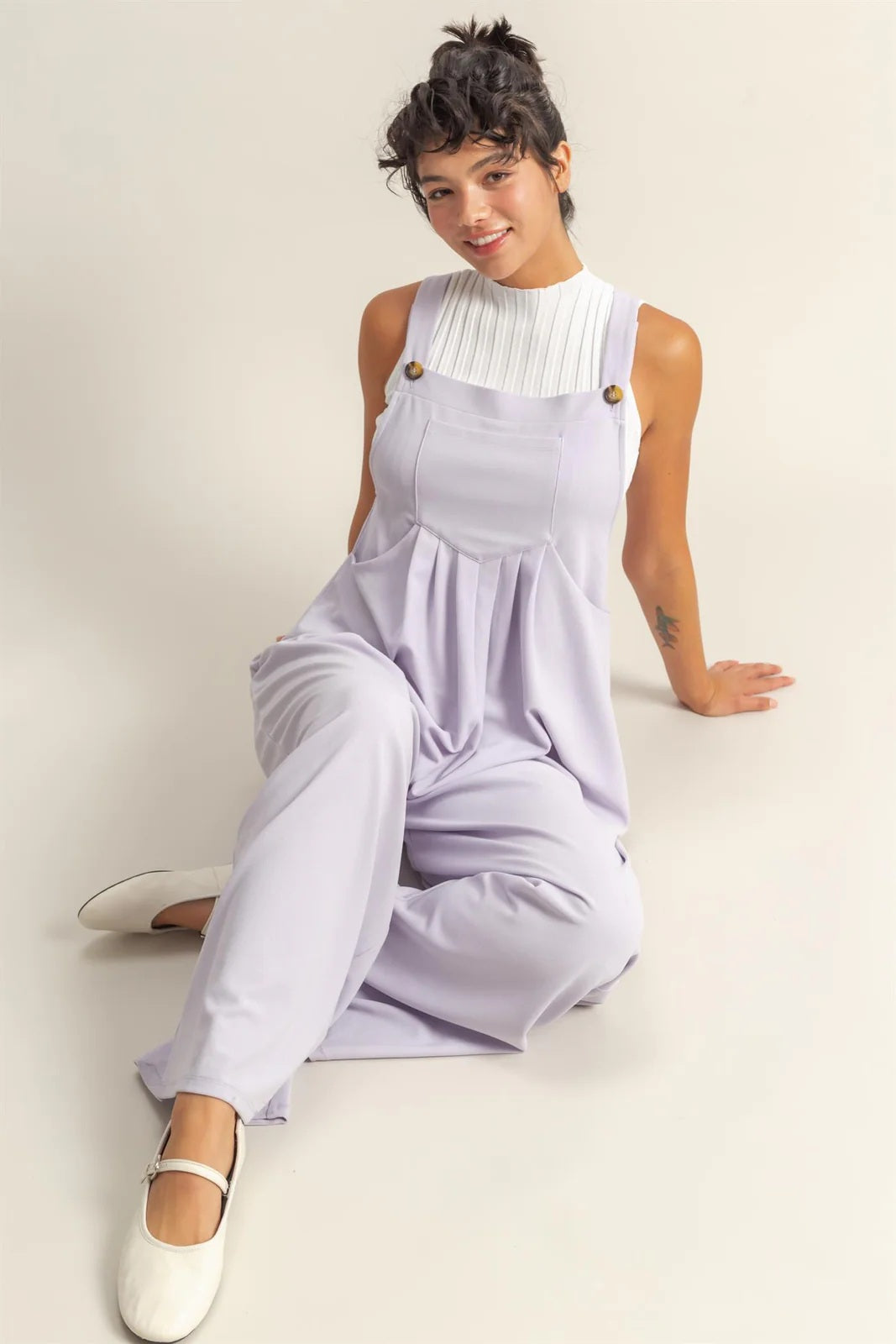 Waffle Pleated Pocket Detail Jumpsuit