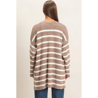 Open Front Stripe Cardigan