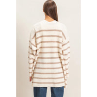 Open Front Stripe Cardigan