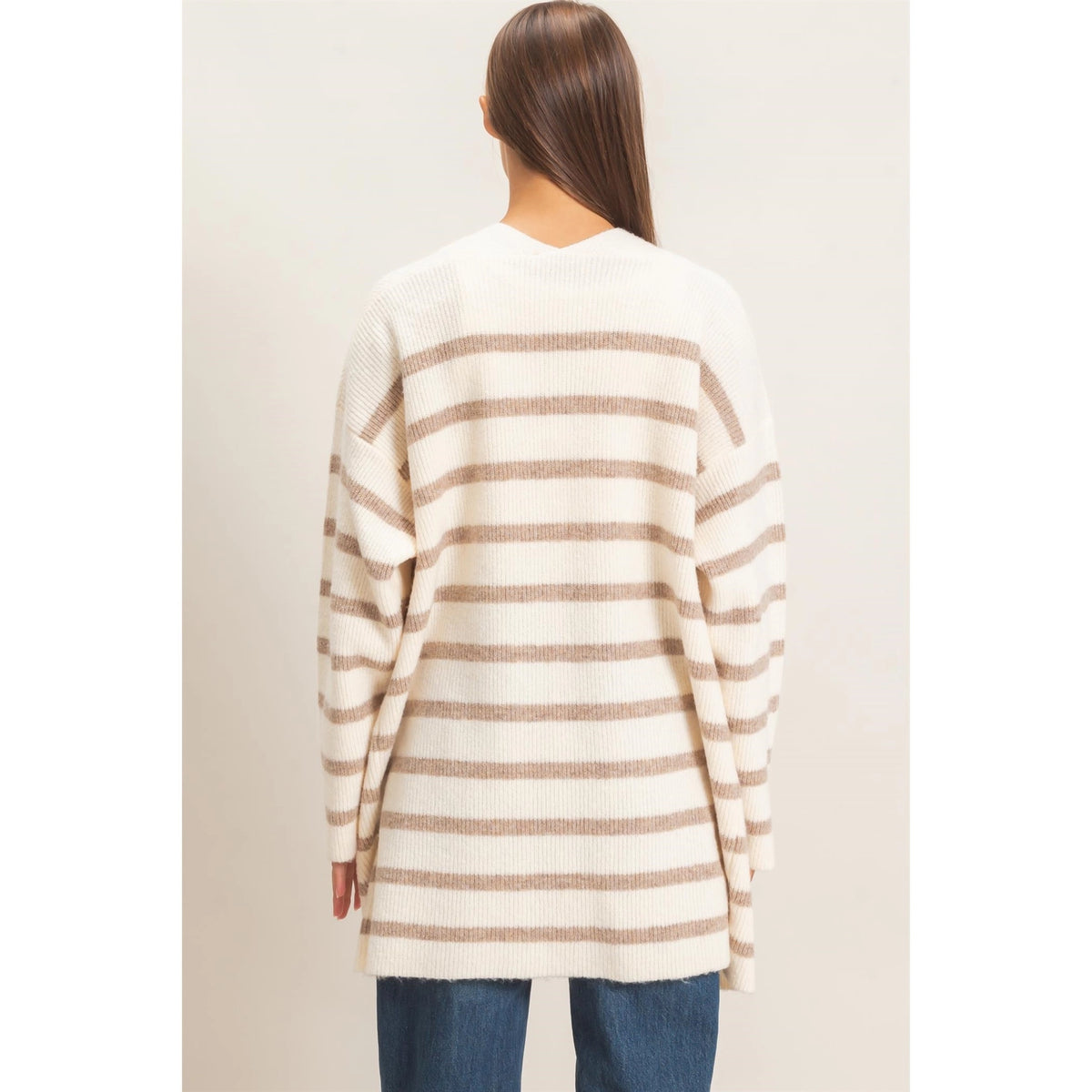 Open Front Stripe Cardigan