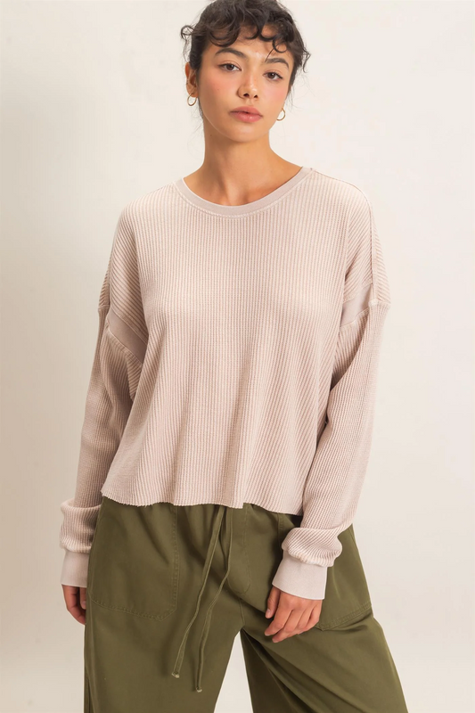 Mineral Wash Waffle Open Back Top