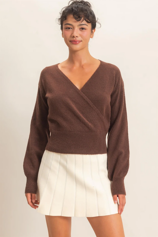 Wrap V Neck Sweater