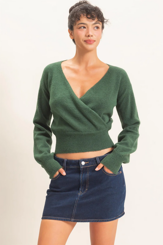 Wrap V Neck Sweater