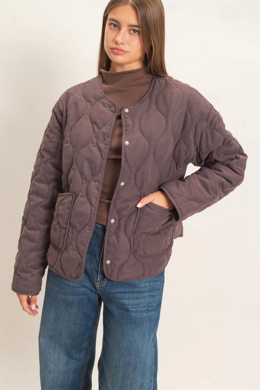 Quilted Button Front Jacket