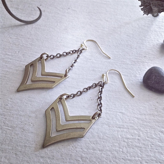 Custer Chevron Brass Earrings