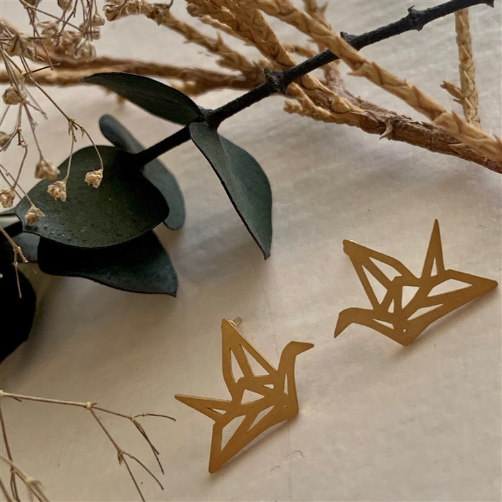 Paper Crane Stud Earrings