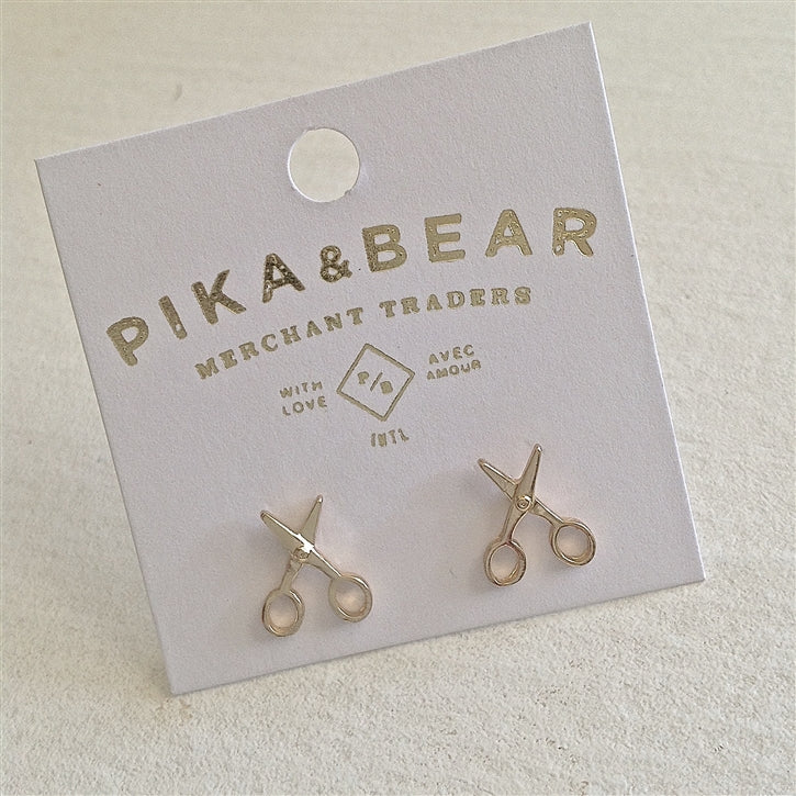 Snips Scissors Stud Earrings in Gold