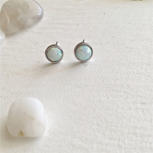 Ingred Opal Cabochons Sterling Silver Earrings