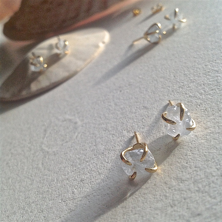 Vanessa Raw Aquamarine Gold Vermeil Earrings