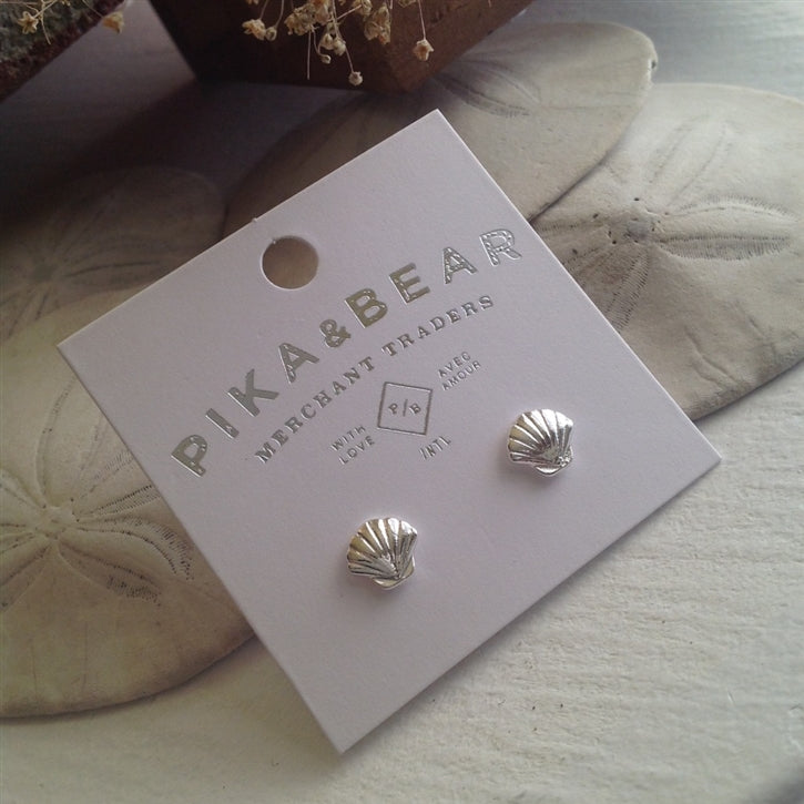 Amatheia Seashell Studs In Silver