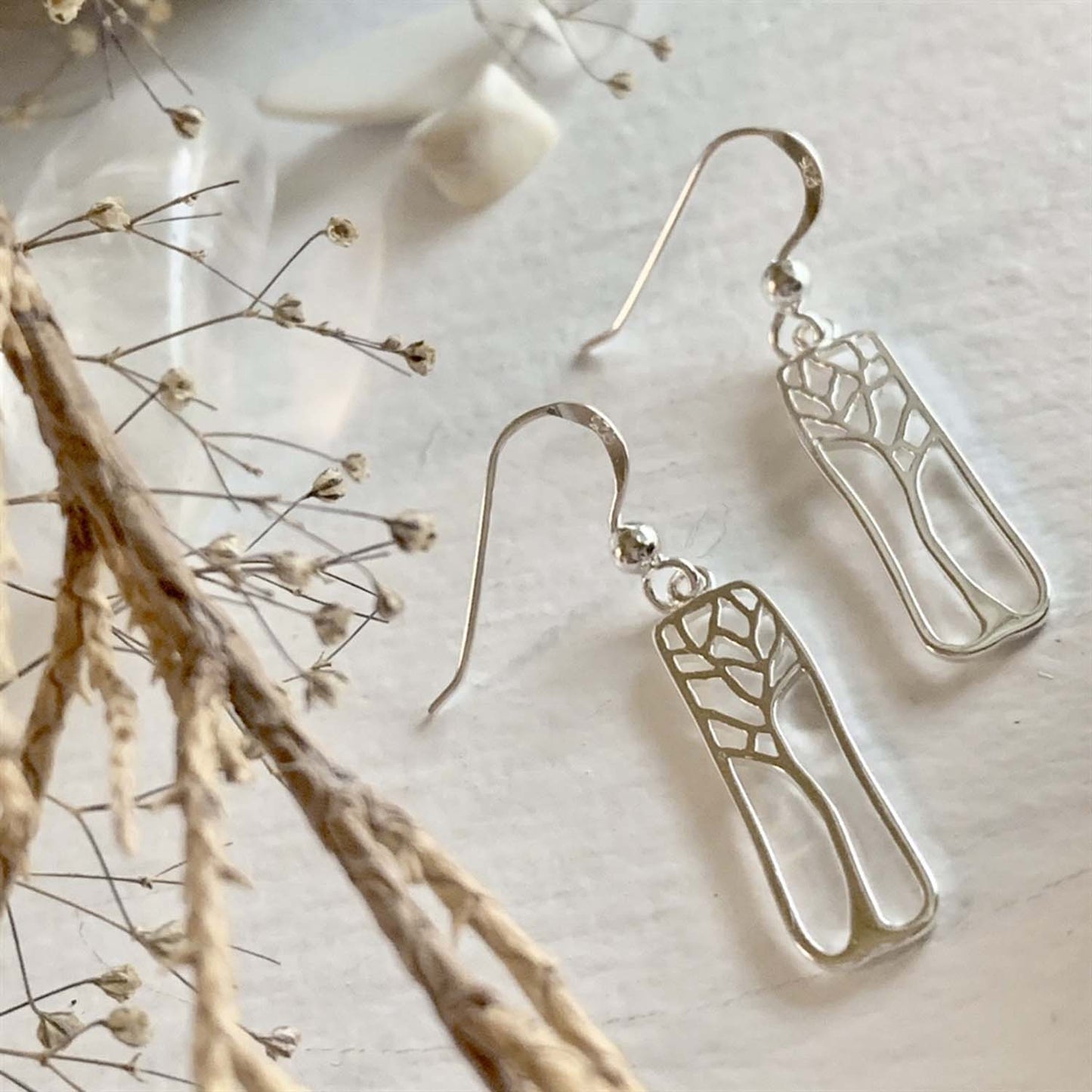 Hallerbos Tree Drop Earrings Sterling Silver