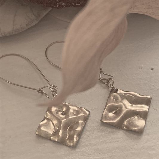 Mazzy Textured Raw Brass Diamond Shape Earrings