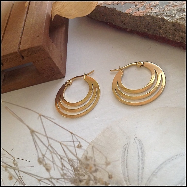 Zaha Triple Loop Hoop Gold Earrings