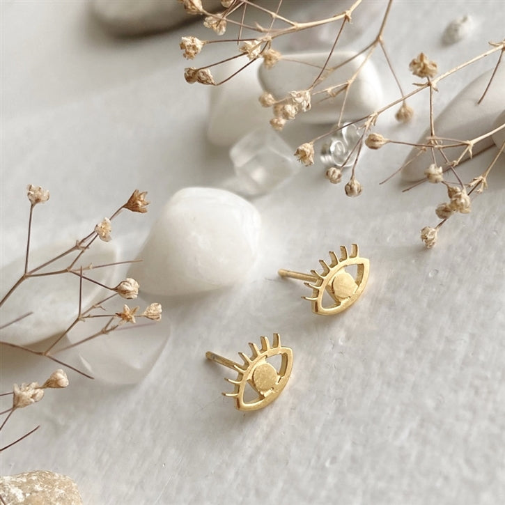 Iris Watching Eye Studs Earrings In Gold