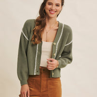 Contrast Stitch Oversized Sweater Cardigan