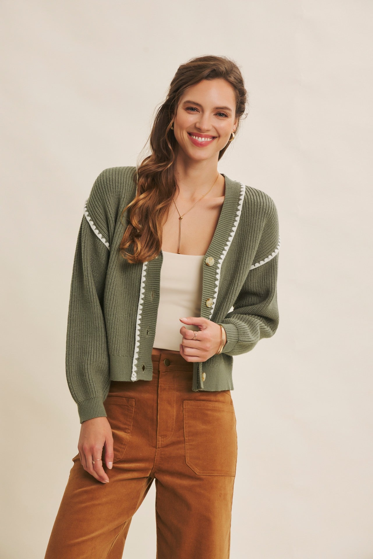 Contrast Stitch Oversized Sweater Cardigan