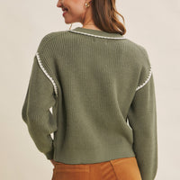 Contrast Stitch Oversized Sweater Cardigan