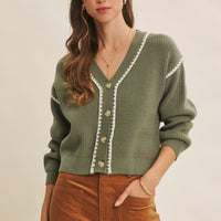 Contrast Stitch Oversized Sweater Cardigan