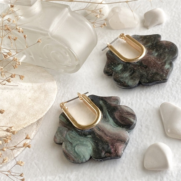 Jules Acetate Hoop Night Hawk Earrings