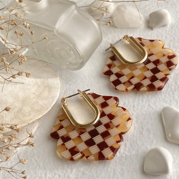 Jules Acetate Hoop Tortoise Checker Earrings